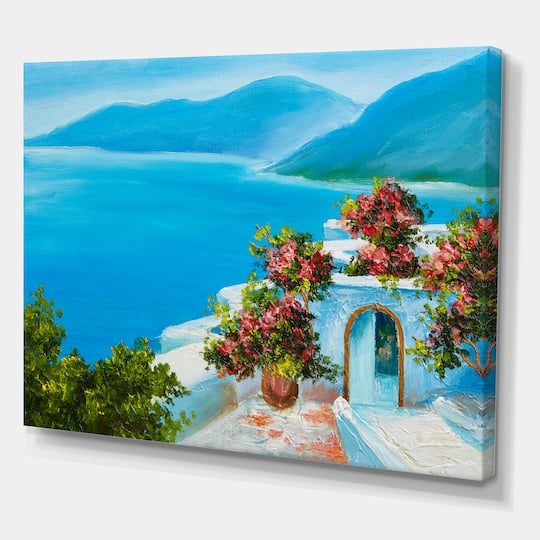 Designart - House Near The Sea Colorful Flowers I